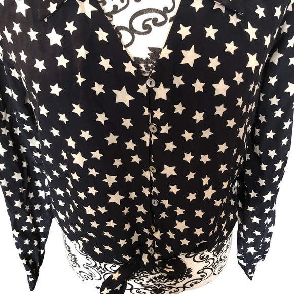 ZARA Star-Print button-down tie front Blouse - Picture 2 of 9